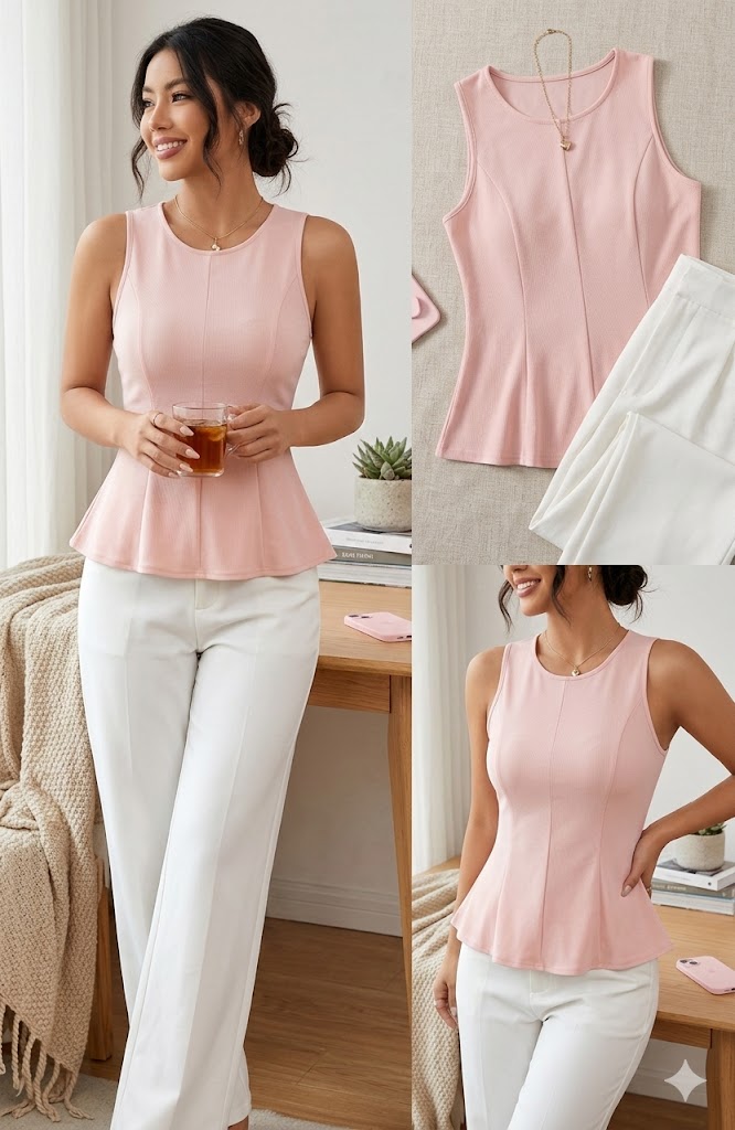 SHEIN Elenzya Sleeveless Ruffle Hem Tank Top styled outfit