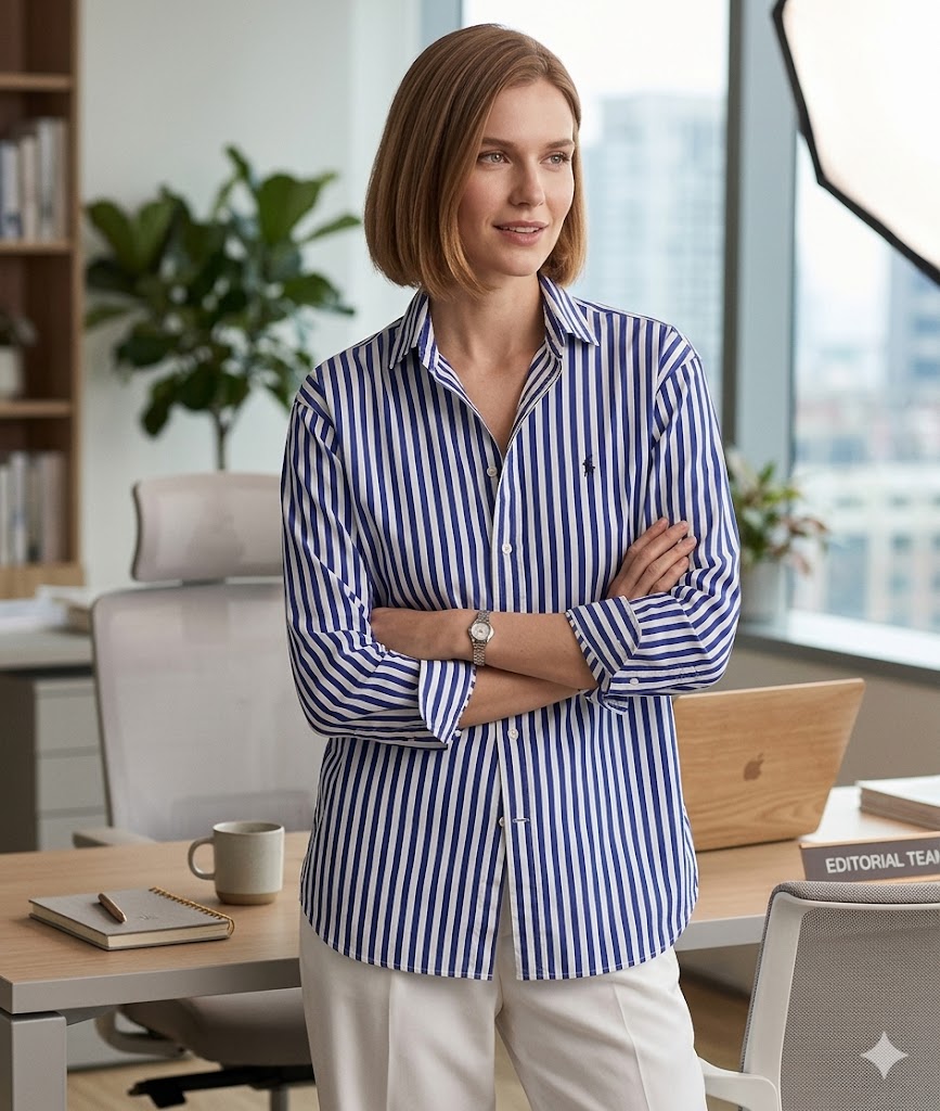 Polo Ralph Lauren Blue Striped Shirt Front View