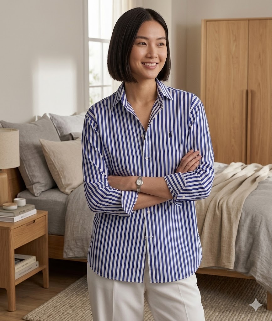 Polo Ralph Lauren Blue Striped Shirt Styled Outfit